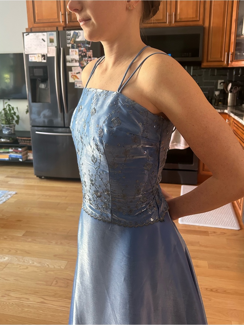 Roberta Bridal Blue Satin Corset Two Piece Vintage Dress